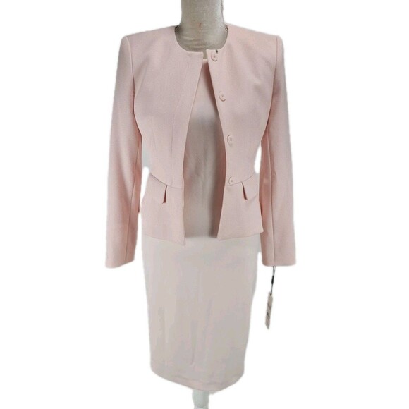 Calvin Klein Women Sz 2 Career Skirt Suit Light Pink Little Stretch Fabric 115A - Picture 3 of 9
